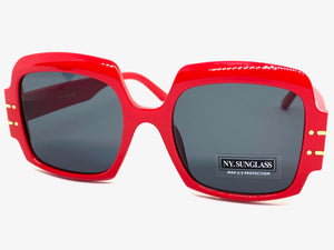 Oversized Retro Hip Hop Style SUNGLASSES Large Square Red Frame 4744