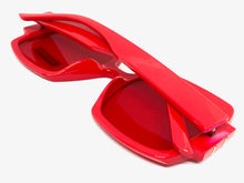 Oversized Retro Hip Hop Style SUNGLASSES Large Square Red Frame 4744