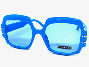Oversized Retro Hip Hop Style SUNGLASSES Large Square Blue Frame 4744