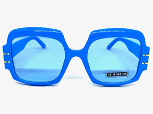 Oversized Retro Hip Hop Style SUNGLASSES Large Square Blue Frame 4744