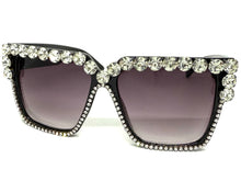 Oversized Exaggerated Retro Style Bling Sunglasses Large Black Frame with Sparkling Rhinestones 3253