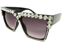 Oversized Exaggerated Retro Style Bling Sunglasses Large Black Frame with Sparkling Rhinestones 3253