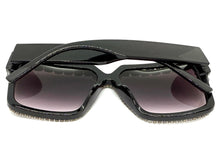 Oversized Exaggerated Retro Style Bling Sunglasses Large Black Frame with Sparkling Rhinestones 3253