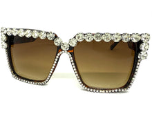 Oversized Exaggerated Retro Style Bling Sunglasses Large Tortoise Frame with Sparkling Rhinestones 3253