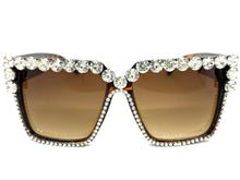 Oversized Exaggerated Retro Style Bling Sunglasses Large Tortoise Frame with Sparkling Rhinestones 3253