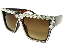 Oversized Exaggerated Retro Style Bling Sunglasses Large Tortoise Frame with Sparkling Rhinestones 3253