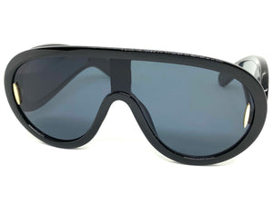 Oversized Modern Retro Shield Style SUNGLASSES Large Black Frame 3020
