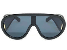 Oversized Modern Retro Shield Style SUNGLASSES Large Black Frame 3020
