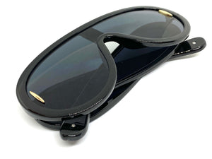 Oversized Modern Retro Shield Style SUNGLASSES Large Black Frame 3020