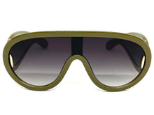 Oversized Modern Retro Shield Style SUNGLASSES Large Green Frame 3020