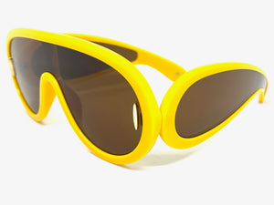 Oversized Modern Retro Shield Style SUNGLASSES Large Green Frame 3020