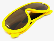 Oversized Modern Retro Shield Style SUNGLASSES Large Green Frame 3020