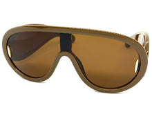 Oversized Modern Retro Shield Style SUNGLASSES Large Brown Frame 3020