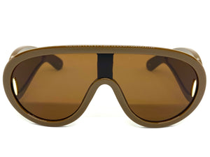 Oversized Modern Retro Shield Style SUNGLASSES Large Brown Frame 3020