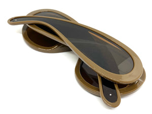 Oversized Modern Retro Shield Style SUNGLASSES Large Brown Frame 3020
