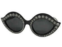 Oversized Exaggerated Classic Retro Cat Eye Style SUNGLASSES Bling Black Frame - Dark Lens 8120