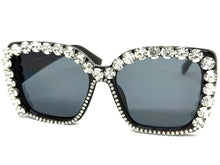 Oversized Exaggerated Retro Style Bling Sunglasses Large Black Frame with Sparkling Rhinestones 3250