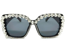 Oversized Exaggerated Retro Style Bling Sunglasses Large Black Frame with Sparkling Rhinestones 3250