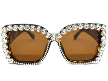 Oversized Exaggerated Retro Style Bling Sunglasses Large Tortoise Frame with Sparkling Rhinestones 3250