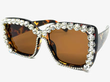 Oversized Exaggerated Retro Style Bling Sunglasses Large Tortoise Frame with Sparkling Rhinestones 3250