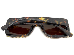 Oversized Exaggerated Retro Style Bling Sunglasses Large Tortoise Frame with Sparkling Rhinestones 3250