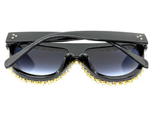 Oversized Exaggerated Retro Shield Style Bling Sunglasses Large Black Frame with Sparkling Rhinestones 6618