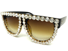 Oversized Exaggerated Retro Shield Style Bling Sunglasses Large Black Frame with Sparkling Rhinestones 6618 (Copy)