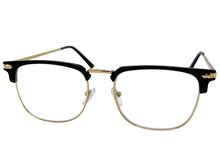 Classic Sophisticated Elegant Vintage Retro Style Clear Lens EYEGLASSES Square Black & Gold Frame 7055