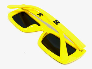 Classic Modern Retro Style SUNGLASSES Yellow Frame - Dark Lens 1240