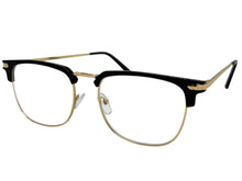 Classic Sophisticated Elegant Vintage Retro Style Clear Lens EYEGLASSES Square Black & Gold Frame 7055