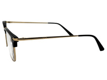 Classic Sophisticated Elegant Vintage Retro Style Clear Lens EYEGLASSES Square Black & Gold Frame 7055