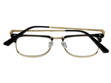 Classic Sophisticated Elegant Vintage Retro Style Clear Lens EYEGLASSES Square Black & Gold Frame 7055