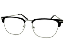 Classic Sophisticated Elegant Vintage Retro Style Clear Lens EYEGLASSES Square Black & Silver Frame 7055