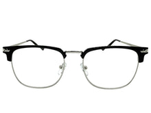 Classic Sophisticated Elegant Vintage Retro Style Clear Lens EYEGLASSES Square Black & Silver Frame 7055