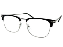 Classic Sophisticated Elegant Vintage Retro Style Clear Lens EYEGLASSES Square Black & Silver Frame 7055