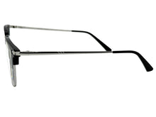 Classic Sophisticated Elegant Vintage Retro Style Clear Lens EYEGLASSES Square Black & Silver Frame 7055