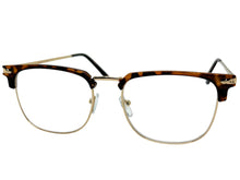 Classic Sophisticated Elegant Vintage Retro Style Clear Lens EYEGLASSES Square Tortoise & Gold Frame 7055