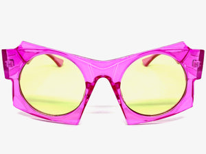 Oversized Exaggerated Modern Retro Style SUNGLASSES Large Funky Fuchsia Frame 1247