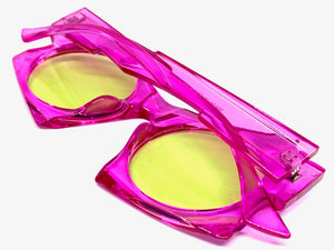 Oversized Exaggerated Modern Retro Style SUNGLASSES Large Funky Fuchsia Frame 1247