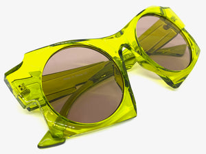 Oversized Exaggerated Modern Retro Style SUNGLASSES Large Funky Green Frame 1247