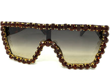 Oversized Exaggerated Retro Shield Style Bling Sunglasses Large Tortoise Frame with Sparkling Rhinestones 3265