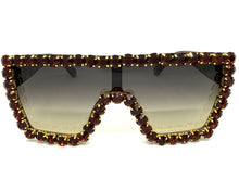 Oversized Exaggerated Retro Shield Style Bling Sunglasses Large Tortoise Frame with Sparkling Rhinestones 3265