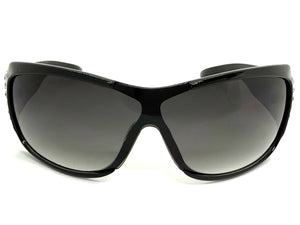Oversized Modern Retro Wrap Shield Style Bling Sunglasses Large Black Frame with Sparkling Rhinestones 7386