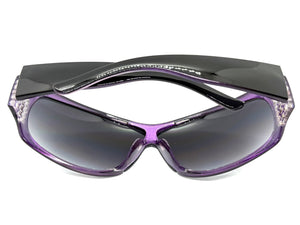 Oversized Modern Retro Wrap Shield Style Bling Sunglasses Large Black Frame with Sparkling Rhinestones 7386
