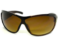 Oversized Modern Retro Wrap Shield Style Bling Sunglasses Large Brown Frame with Sparkling Rhinestones 7386