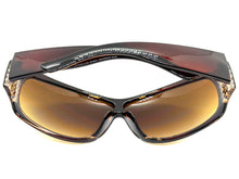 Oversized Modern Retro Wrap Shield Style Bling Sunglasses Large Brown Frame with Sparkling Rhinestones 7386