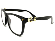Classic Vintage Retro Style READING GLASSES READERS Black Frame Gold Cross Lens Strength +2.75