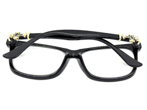 Classic Vintage Retro Style READING GLASSES READERS Black Frame Gold Cross Lens Strength +2.75