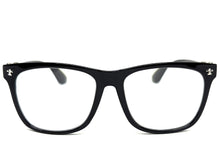 Classic Vintage Retro Style READING GLASSES READERS Black Frame Silver Cross Lens Strength +1.50