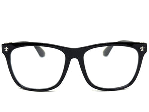 Classic Vintage Retro Style READING GLASSES READERS Black Frame Silver Cross Lens Strength +1.50